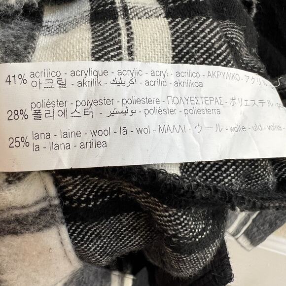 Zara Womens Oversized Plaid Shacket White Black Grey Sz XS Wool blend - Picture 5 of 5